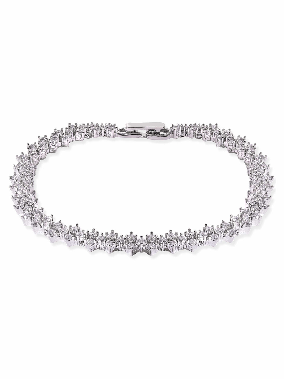 Rubans Rhodium plated Zirconia studded chic Classy Bracelet Silver
