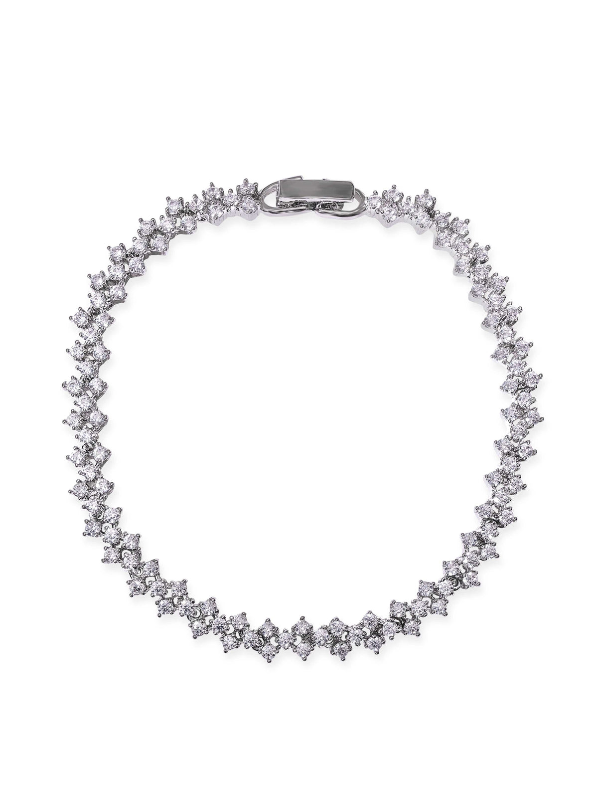Rubans Rhodium plated Zirconia studded chic Classy Bracelet Silver