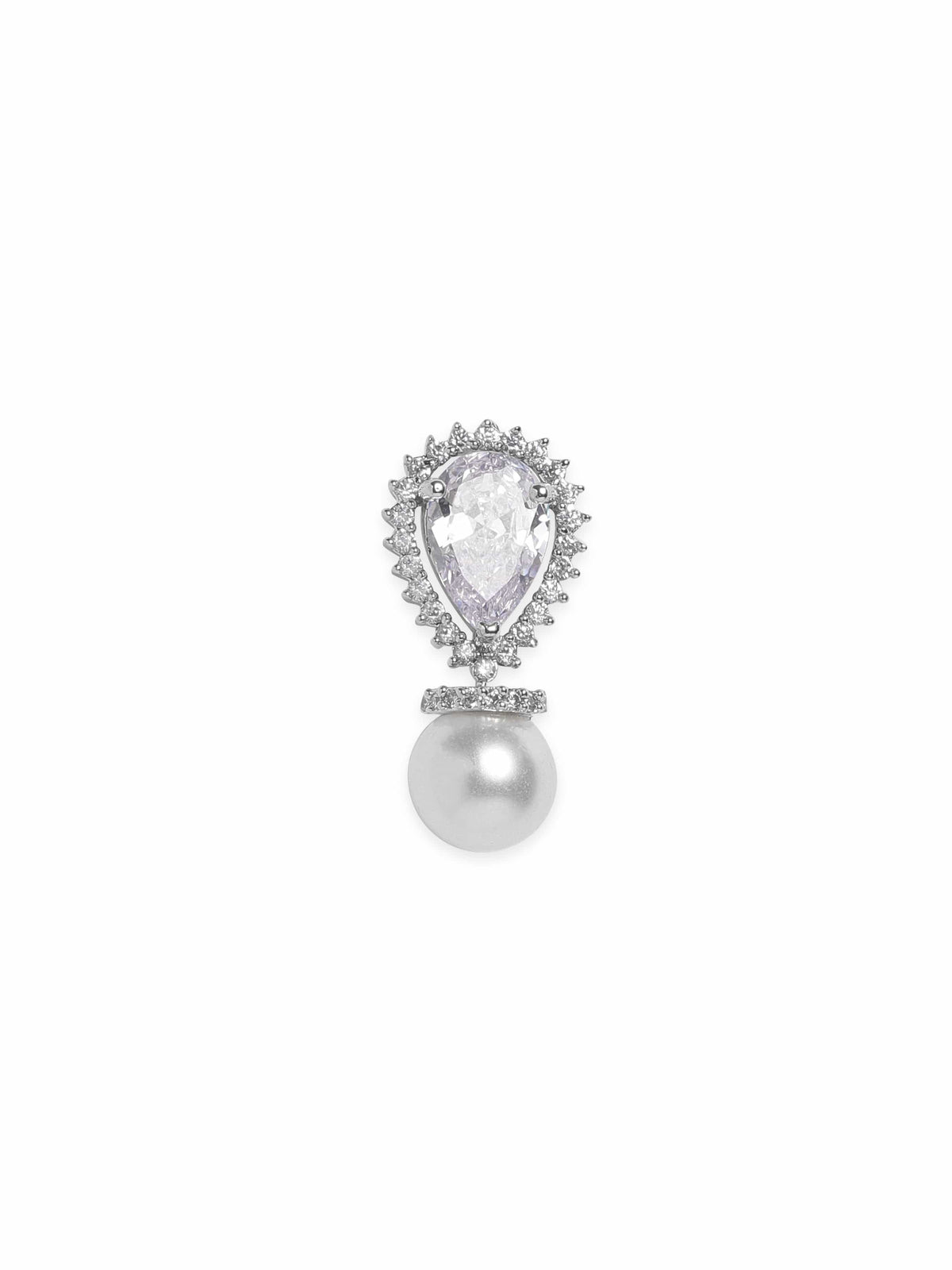 Evening Glam Crystal Pearl Drop Earrings Silver