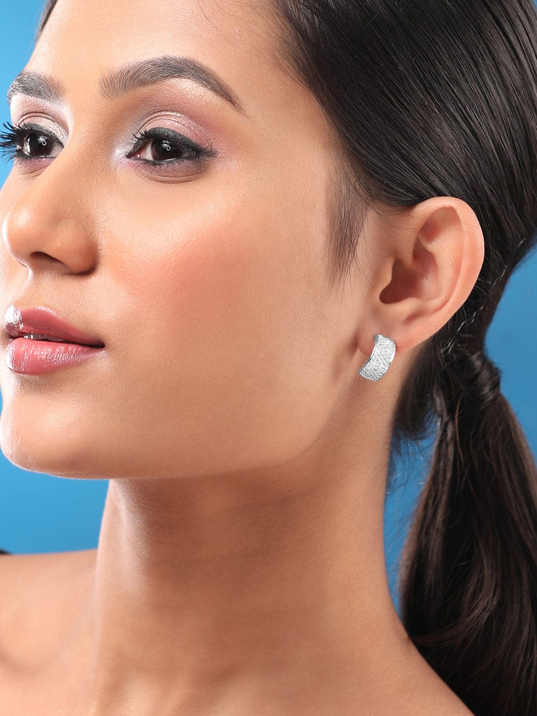 Rubans Rhodium Silver-Plated Circular Hoop Earrings Silver