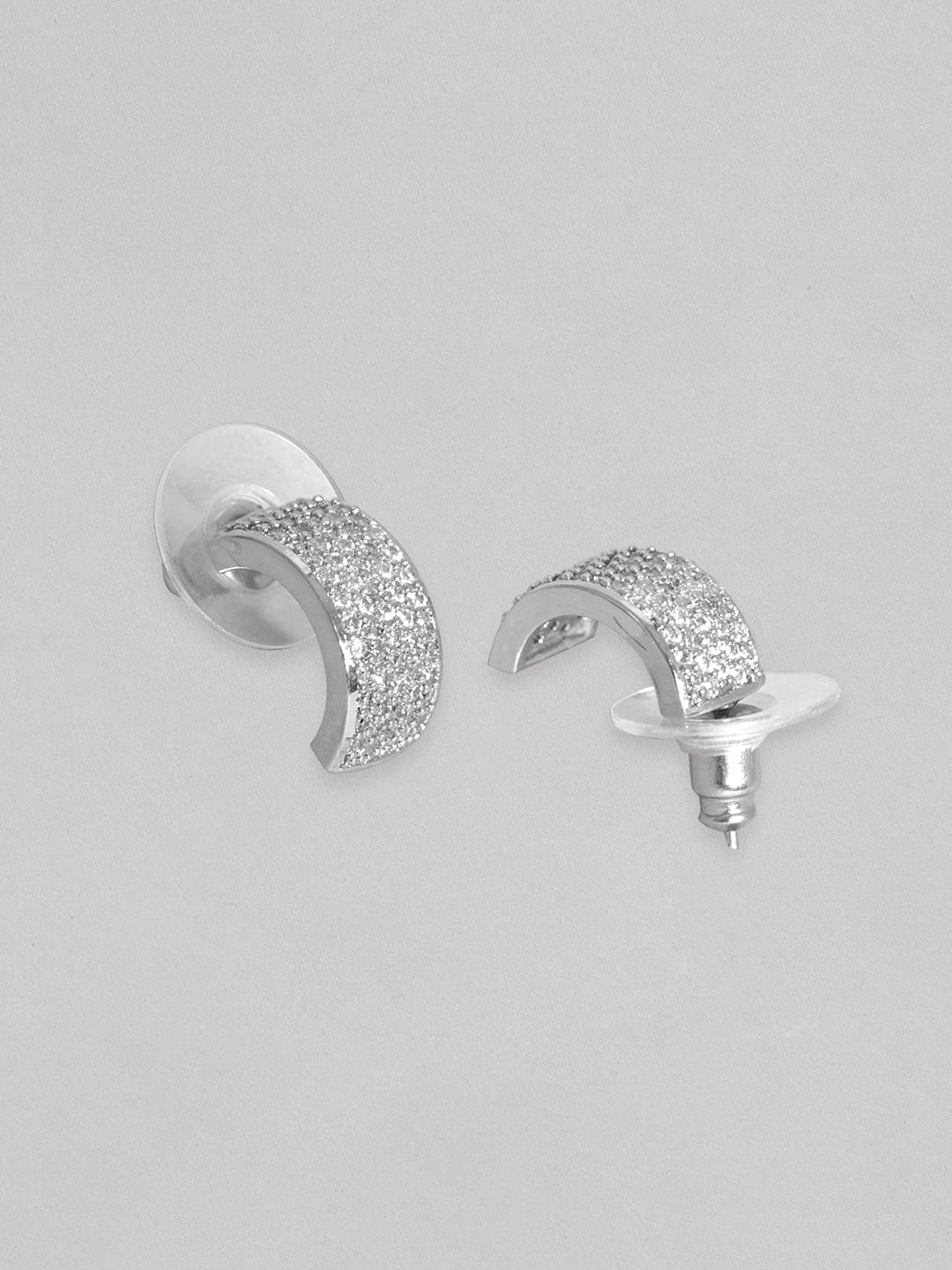 Rubans Rhodium Silver-Plated Circular Hoop Earrings Silver