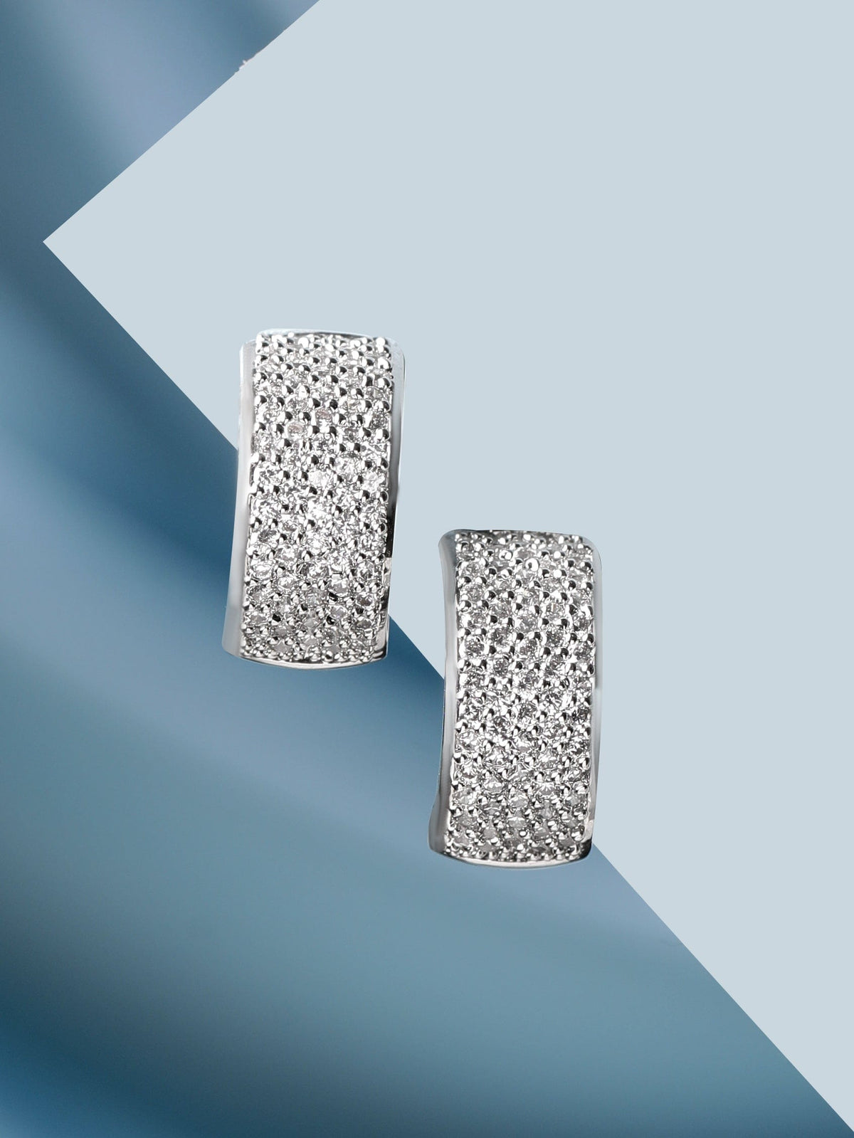 Rubans Rhodium Silver-Plated Circular Hoop Earrings Silver