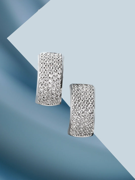 Rubans Rhodium Silver-Plated Circular Hoop Earrings Silver
