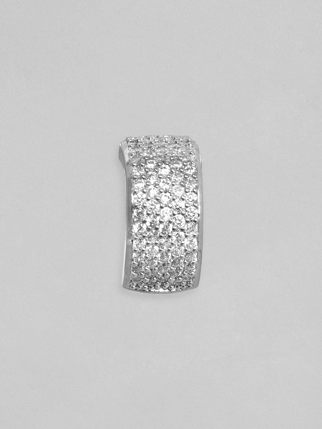 Rubans Rhodium Silver-Plated Circular Hoop Earrings Silver