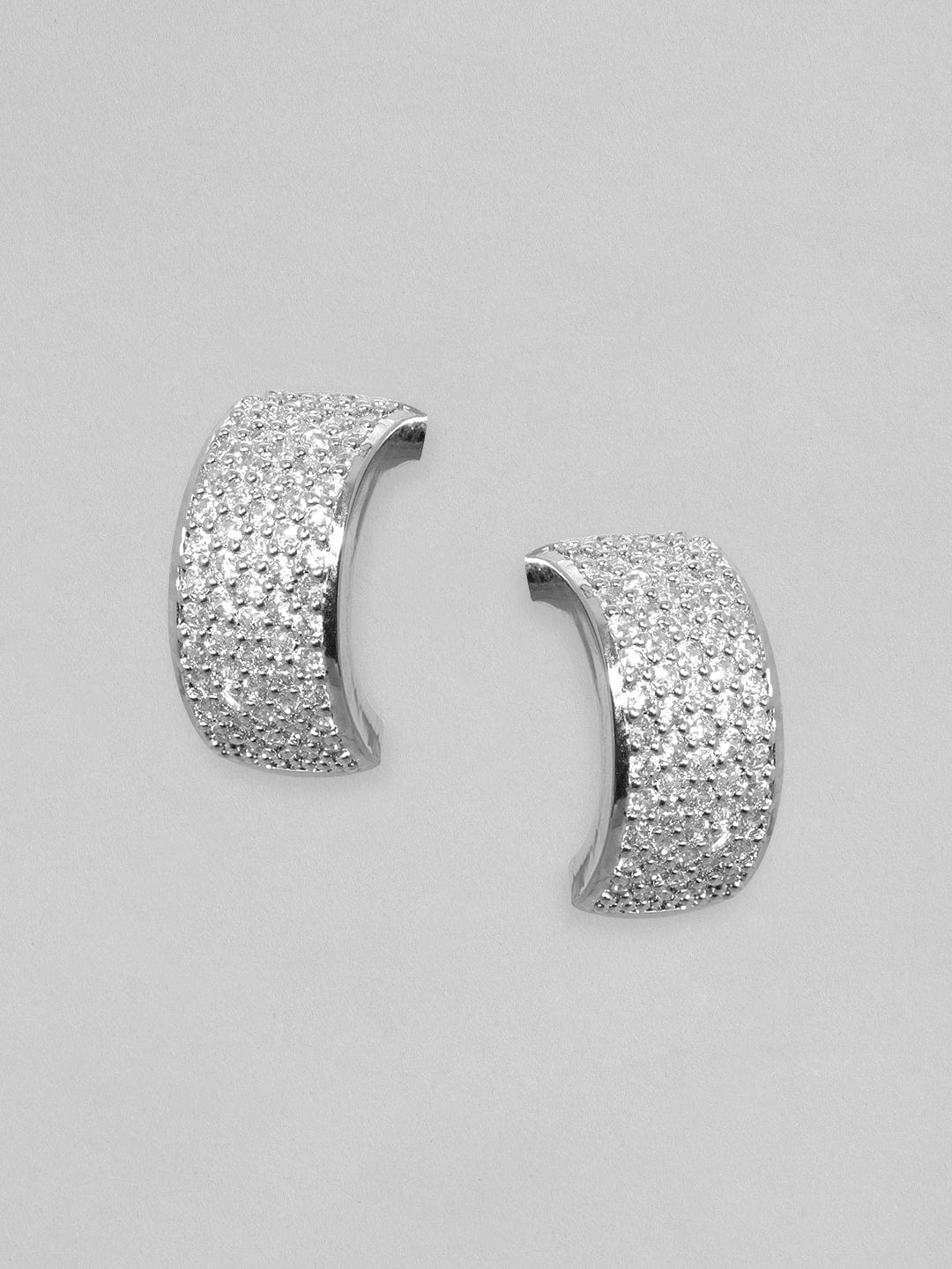 Rubans Rhodium Silver-Plated Circular Hoop Earrings Silver