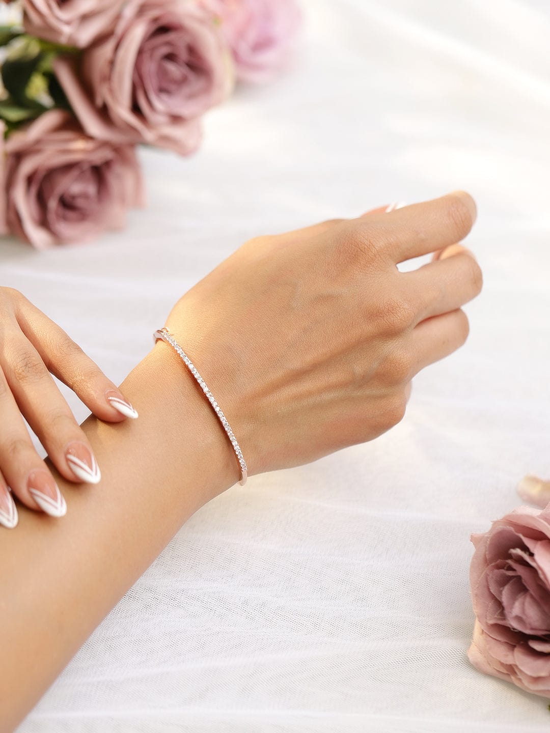 Silver Toned Bangle Bracelet Rose gold