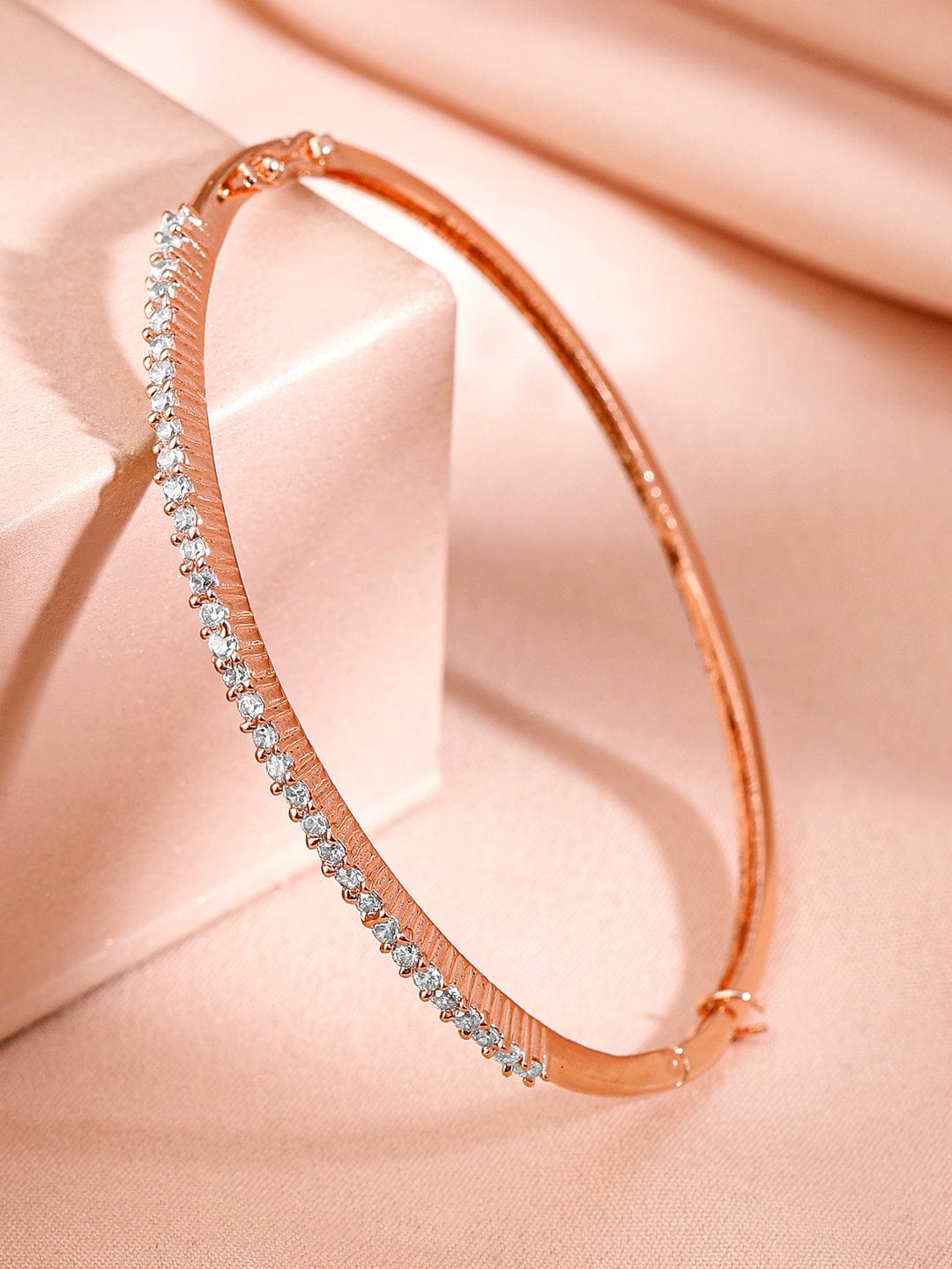 Silver Toned Bangle Bracelet Rose gold