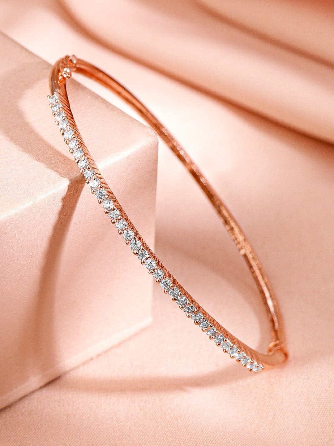 Silver Toned Bangle Bracelet Rose gold