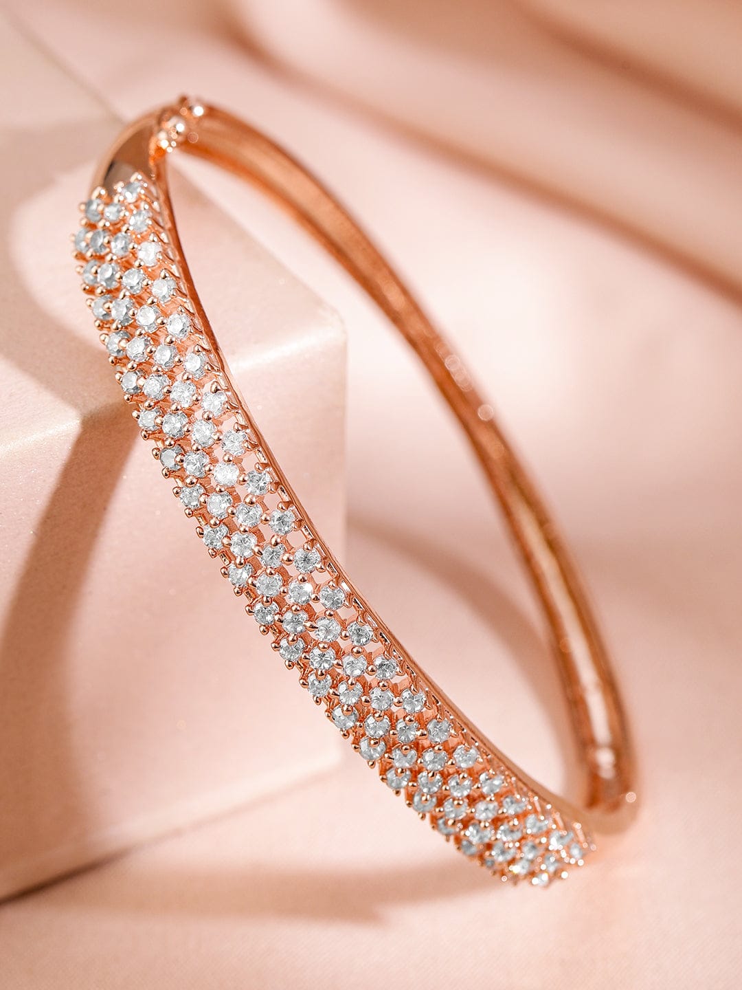 American Diamond Zirconia Studded Bracelet Rose gold