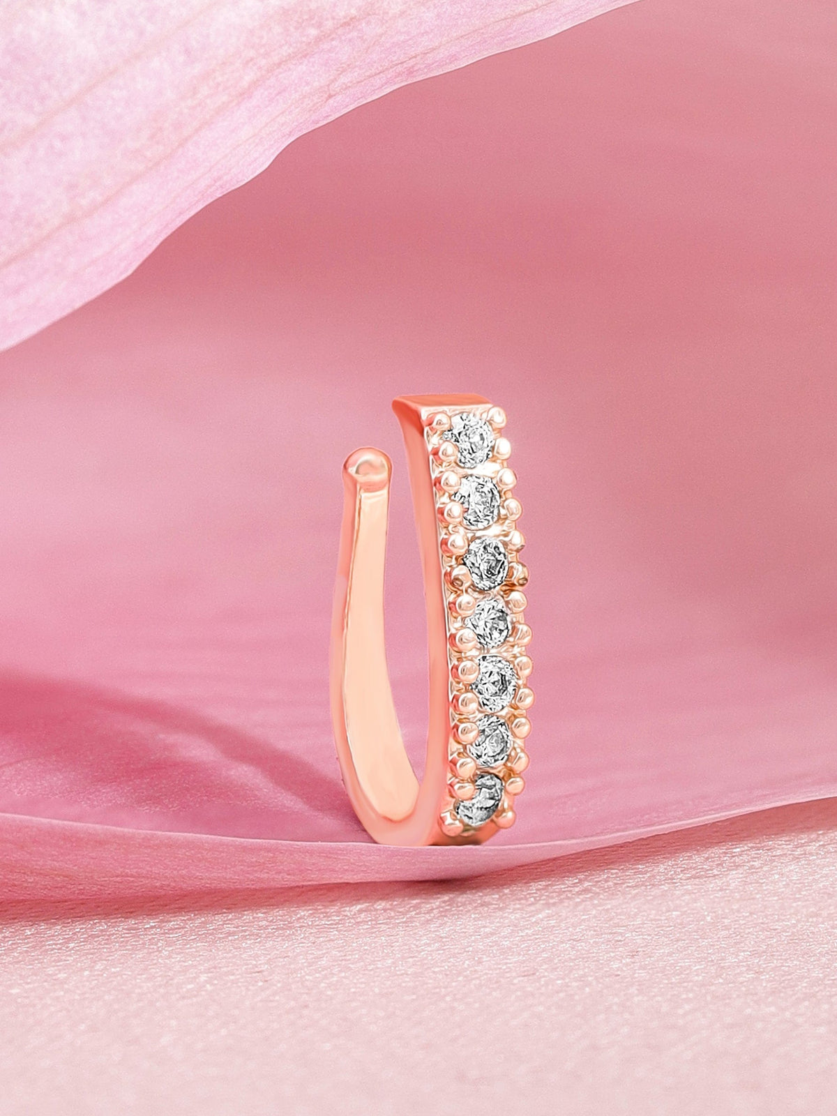 【Rubans】 Rose Gold Plated Handcrafted Zircon Stone Nose Clip｜ローズゴールドメッキ ハンドクラフト ジルコンストーン ノーズクリップ