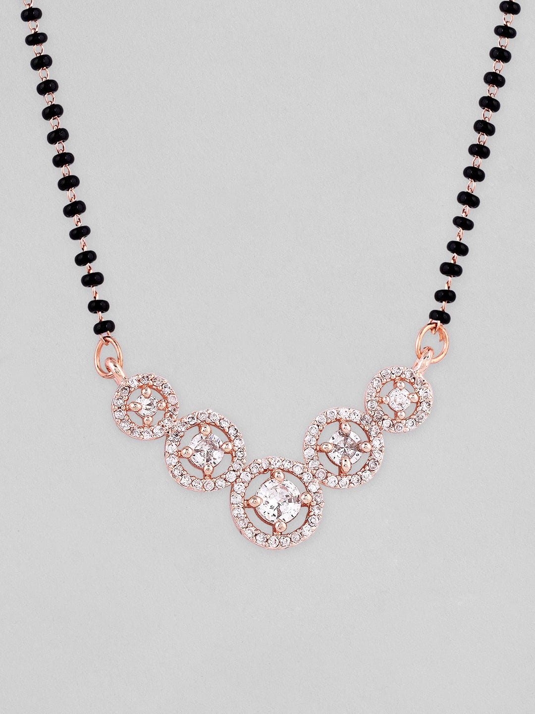 Rubans Rose Gold Plated Mangalsutra With Studded AD's Rose Gold