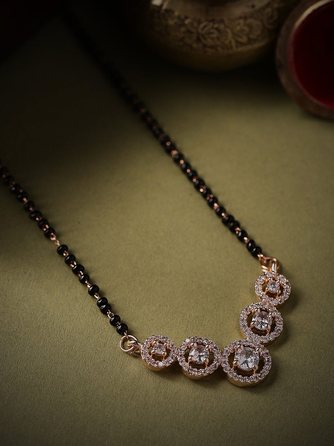 Rubans Rose Gold Plated Mangalsutra With Studded AD's Rose Gold
