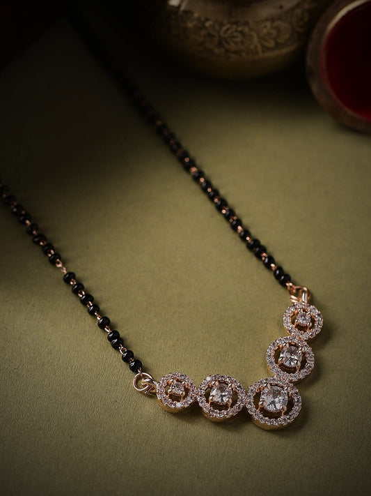 Rubans Rose Gold Plated Mangalsutra With Studded AD's Rose Gold