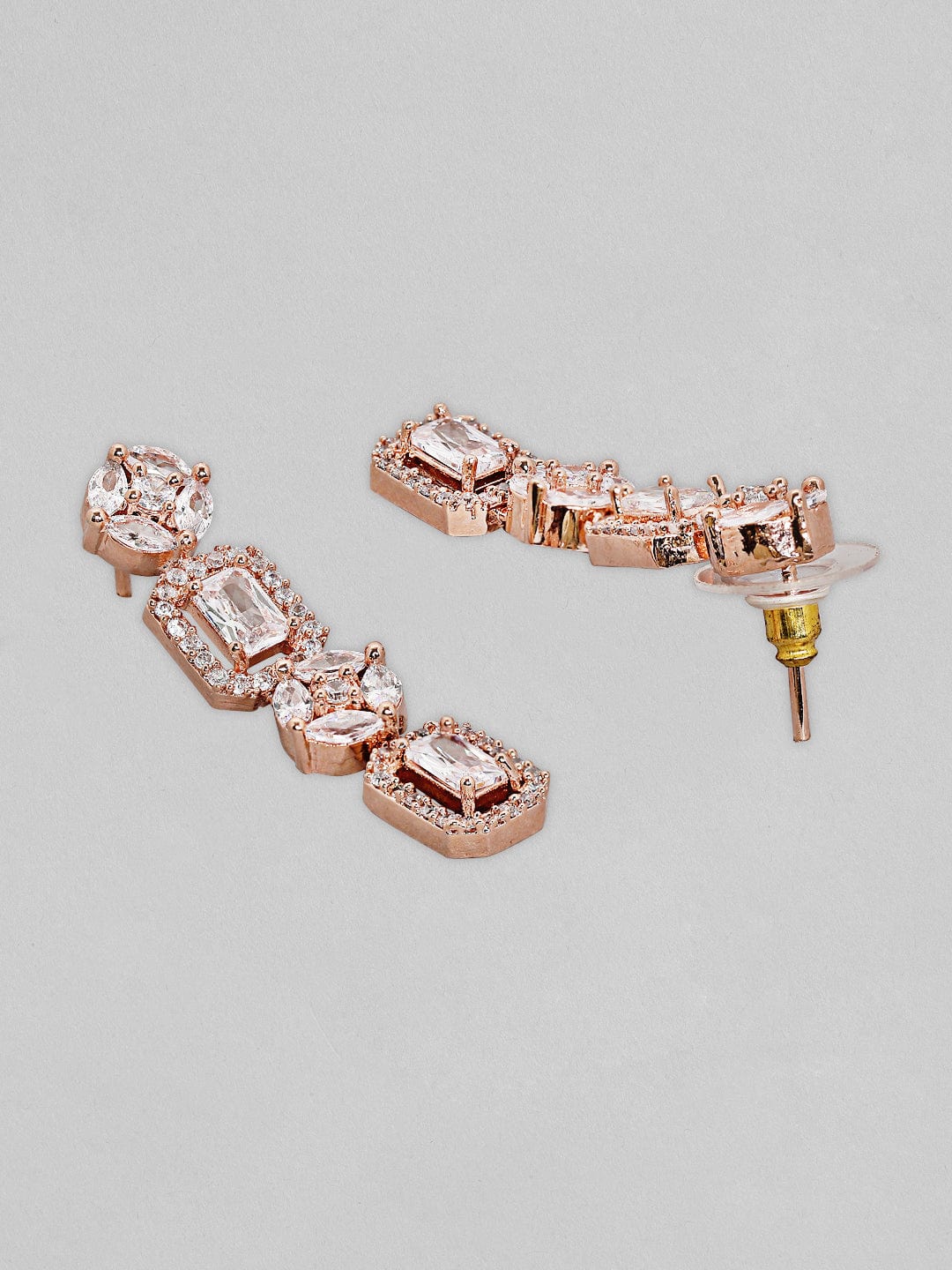 American Diamond Zirconia Rose Gold Necklace Set Rose Gold