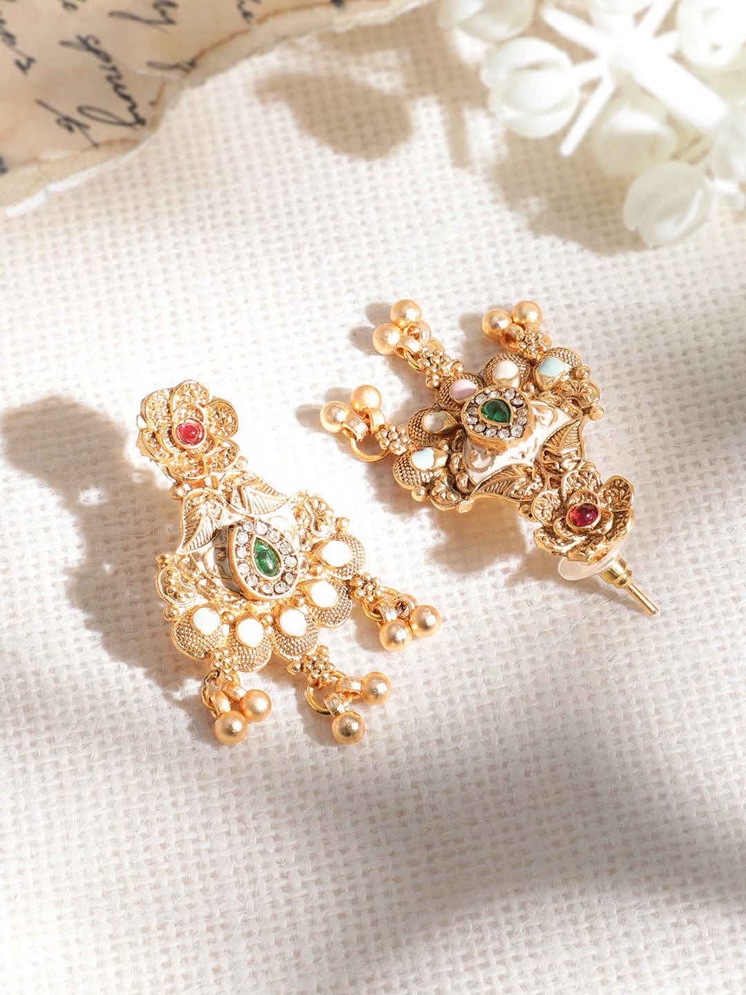 Multicolor Pearl Beaded Necklace Set Gold