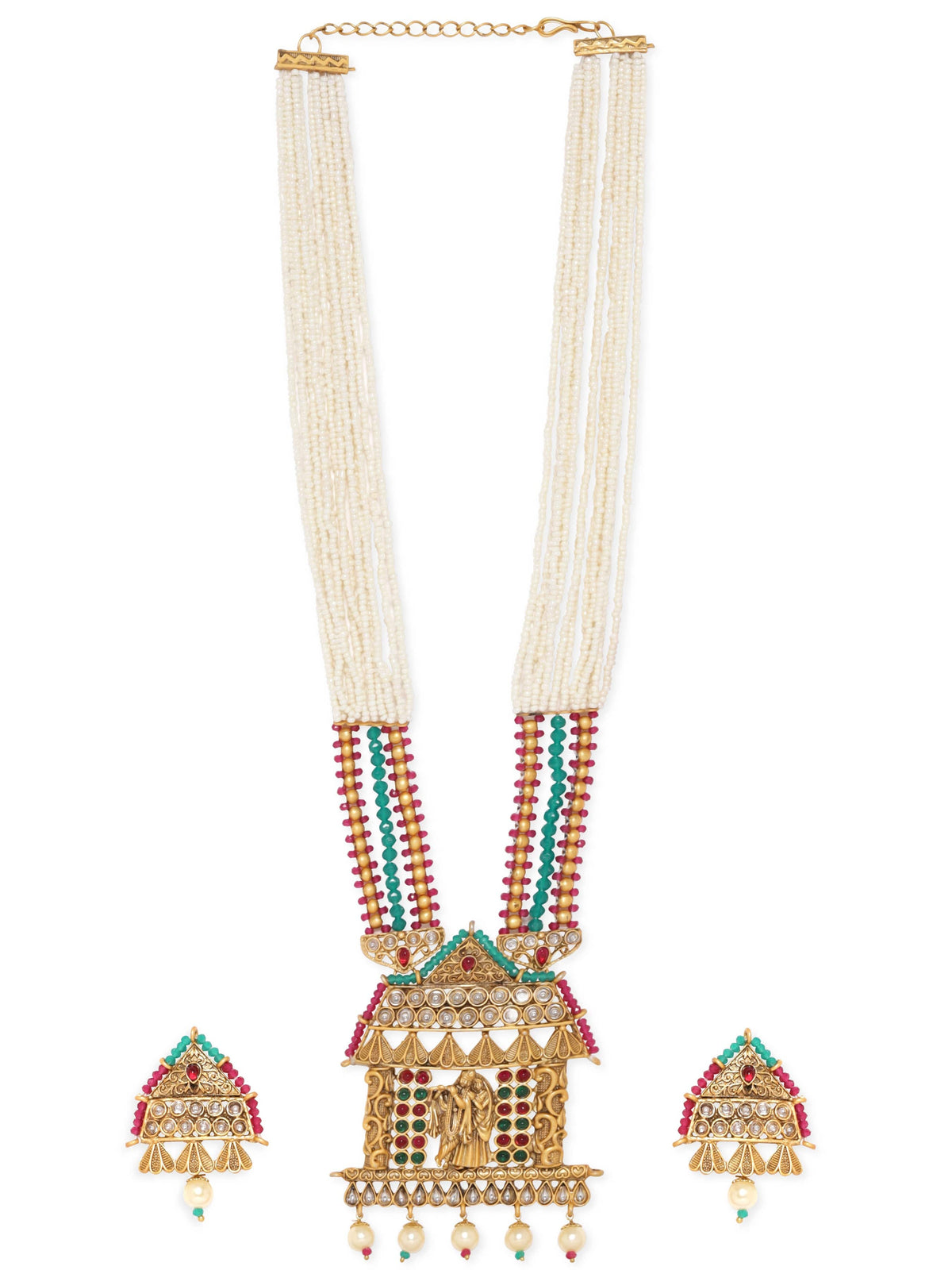 Divine Aura Radha Krishna Necklace Set Gold