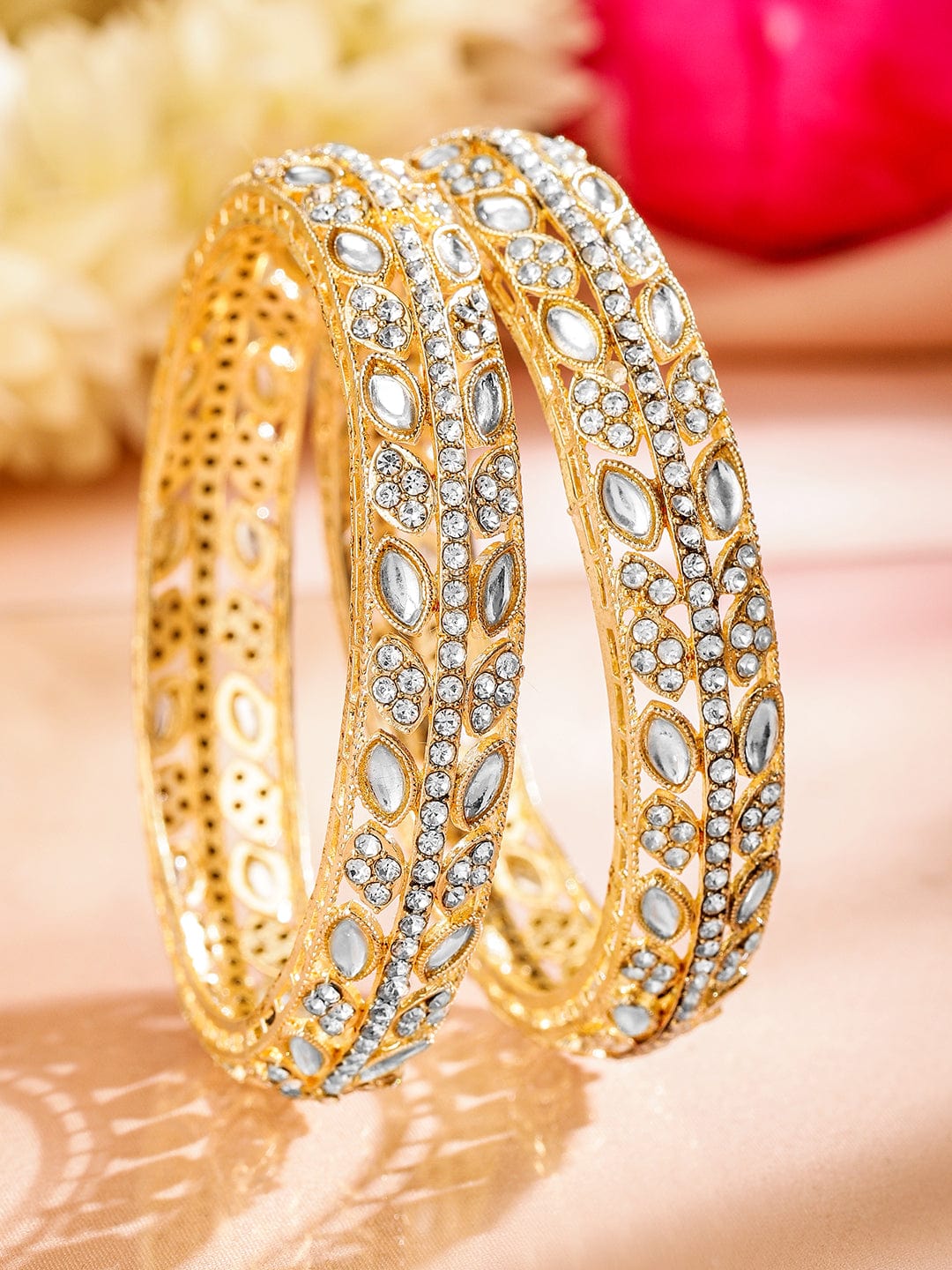 Gleaming Loops Kundan Bangles 2.8 - Large