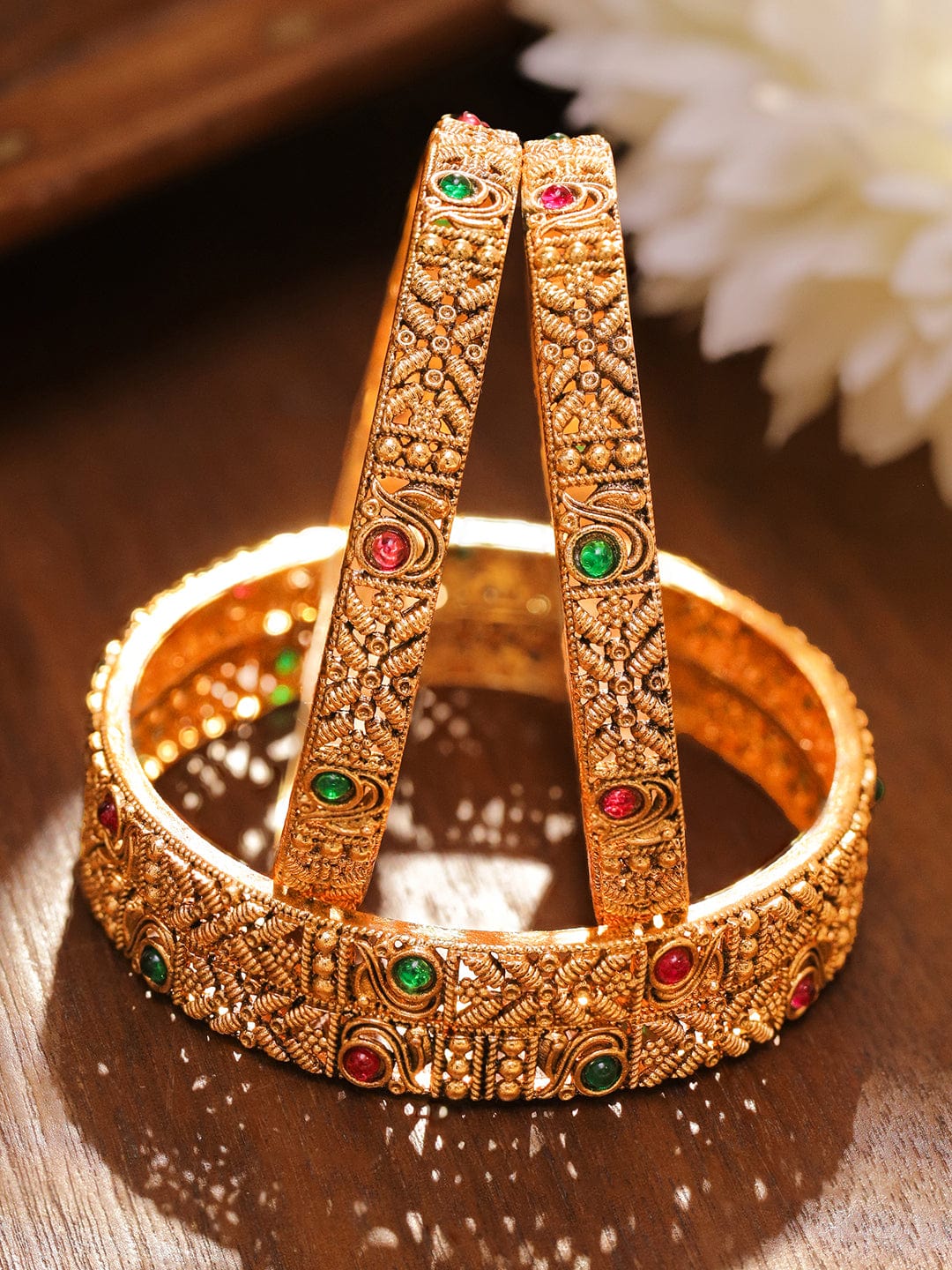 Gold Toned Bangles Set Of 4 2.4 - Small