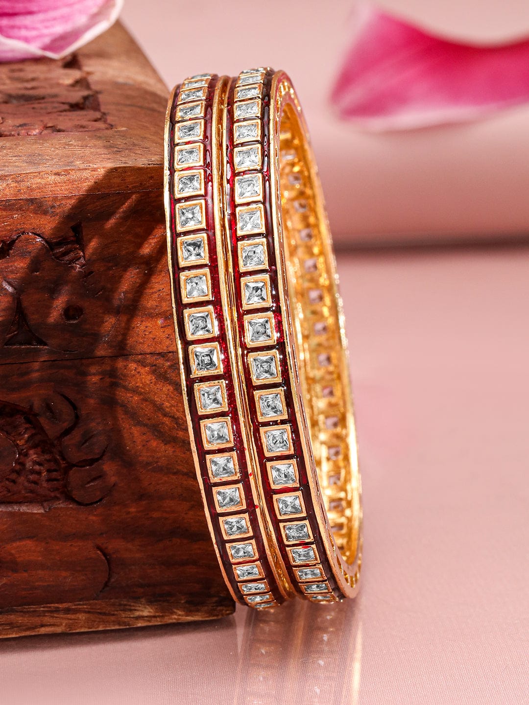 Touch of Elegance White Kundan Bangles 2.8 - Large