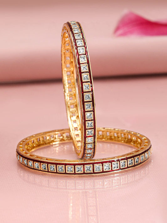 Touch of Elegance White Kundan Bangles 2.10 - Extra Large