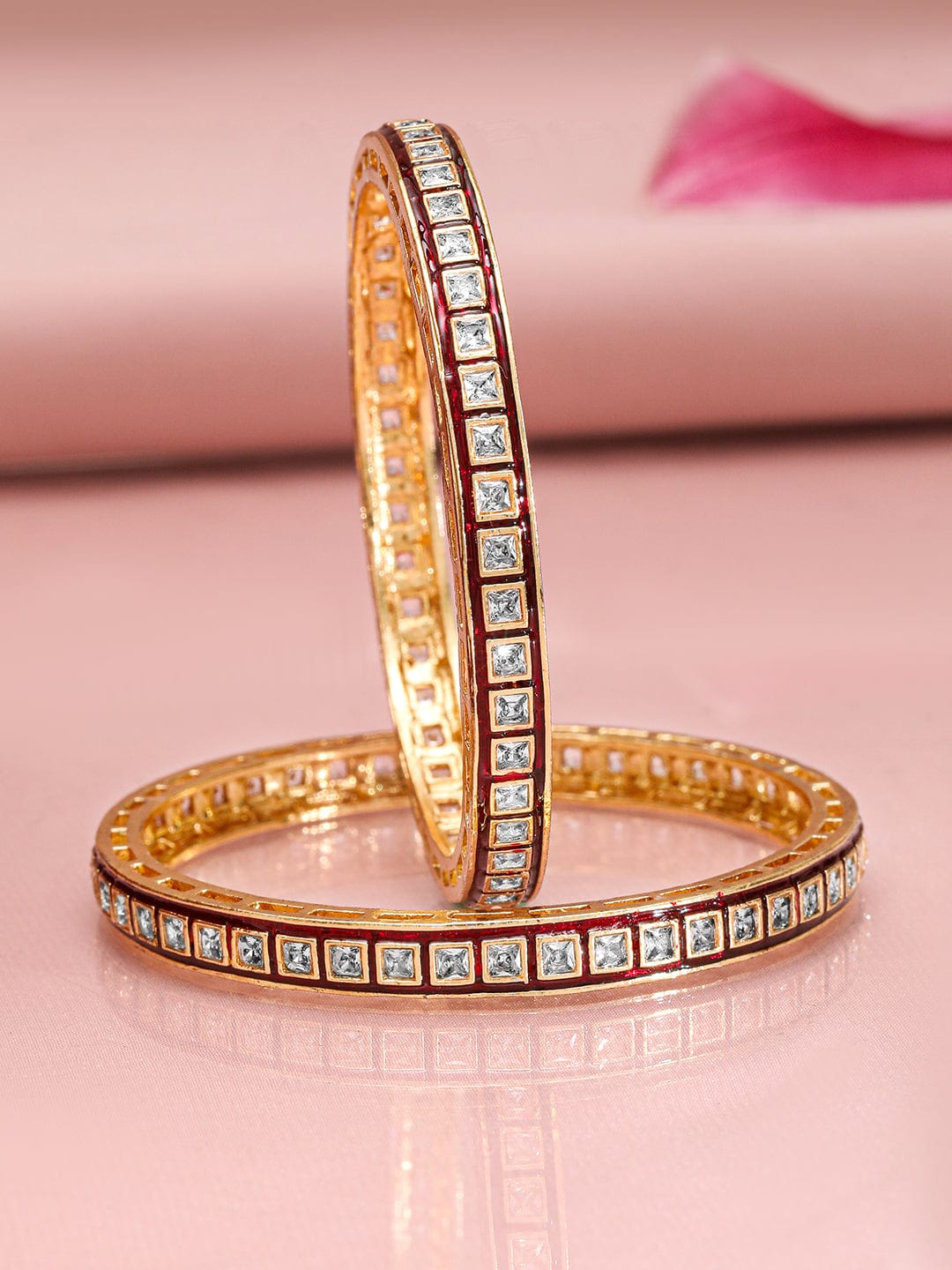 Touch of Elegance White Kundan Bangles 2.4 - Small