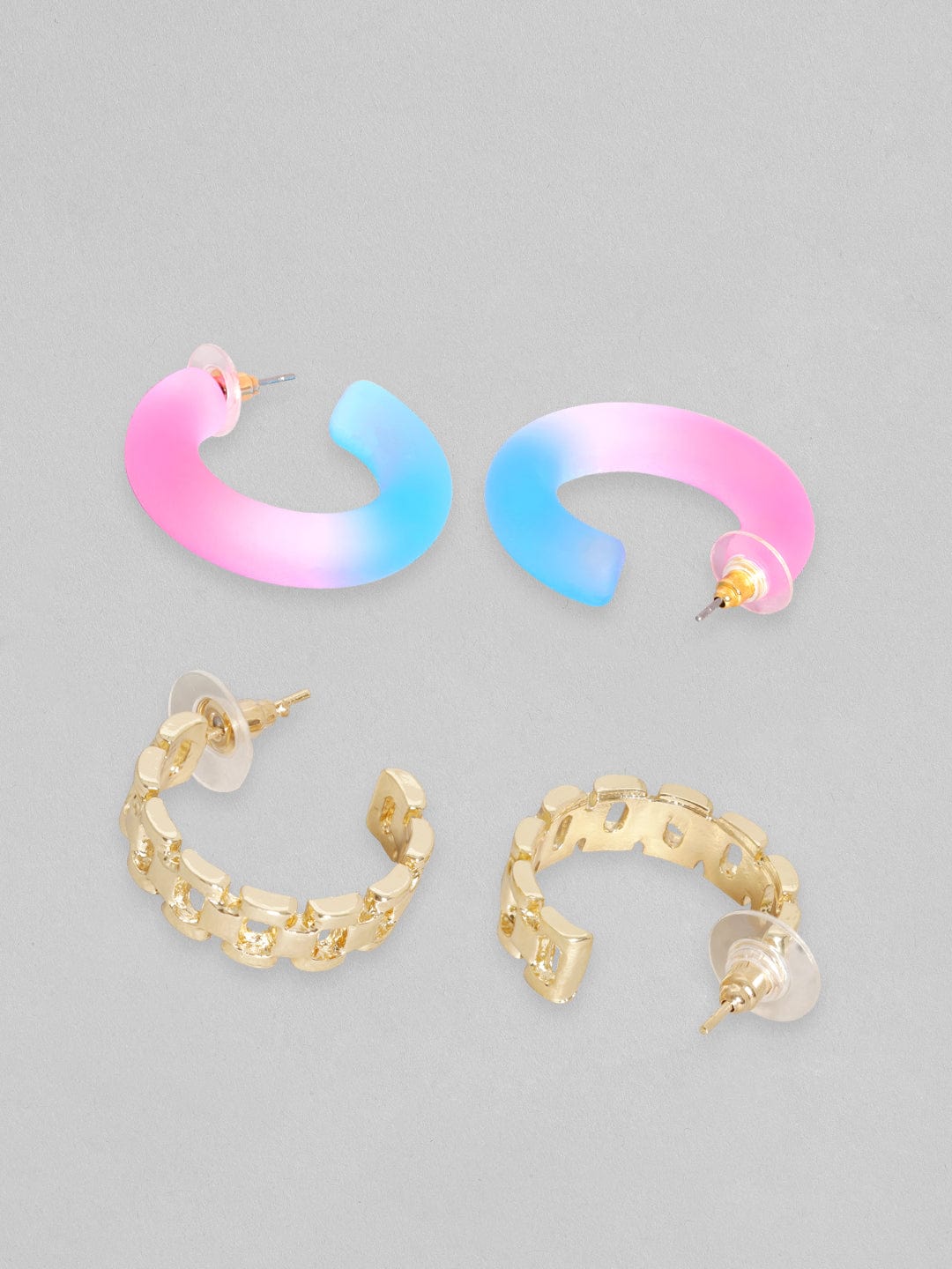 【Rubans】 Set Of 2, Gold & Enamel Hoop Earrings｜ゴールド＆エナメル フープイヤリング 2組セット