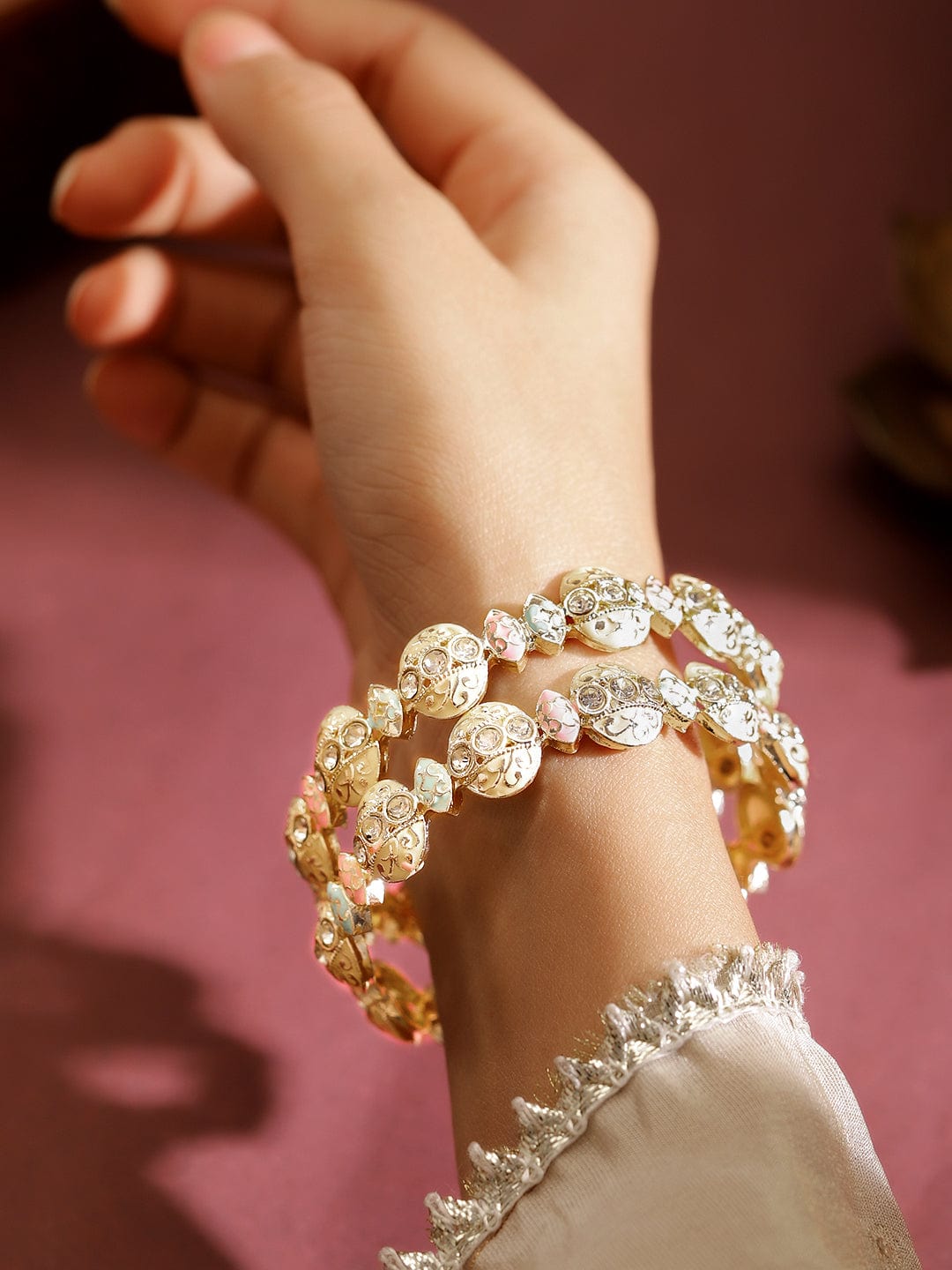 Pastel Hues Kundan Bangles 2.8 - Large