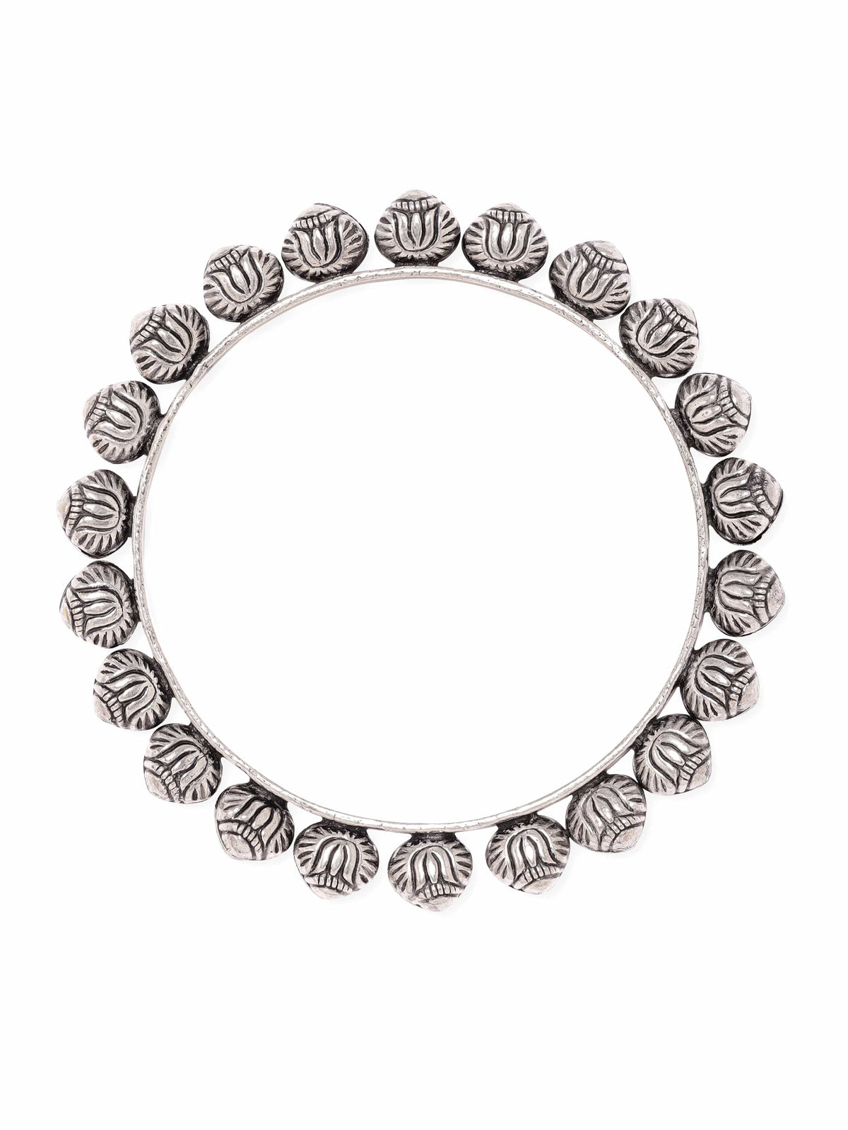Rubans Set of 2 Handcrafted Oxidized Silver-Plated Bangles 2.6 - Medium