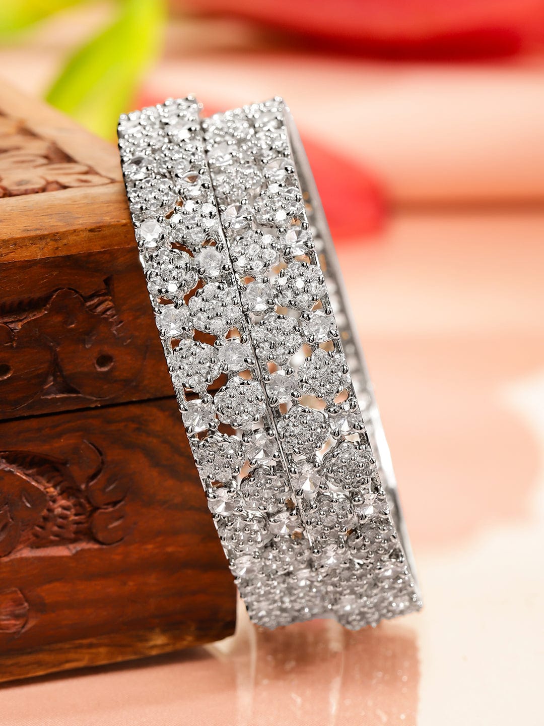Captivating Gold with American Diamond Bangles 2.8 - Large