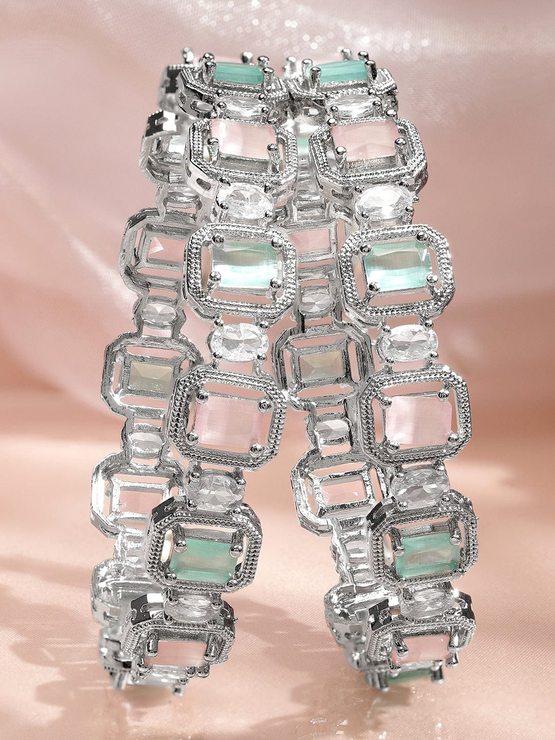 Pastel Hues American Diamond Zirconia Bangles 2.4 - Small