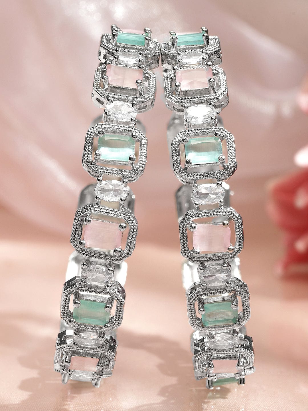 Pastel Hues American Diamond Zirconia Bangles 2.8 - Large
