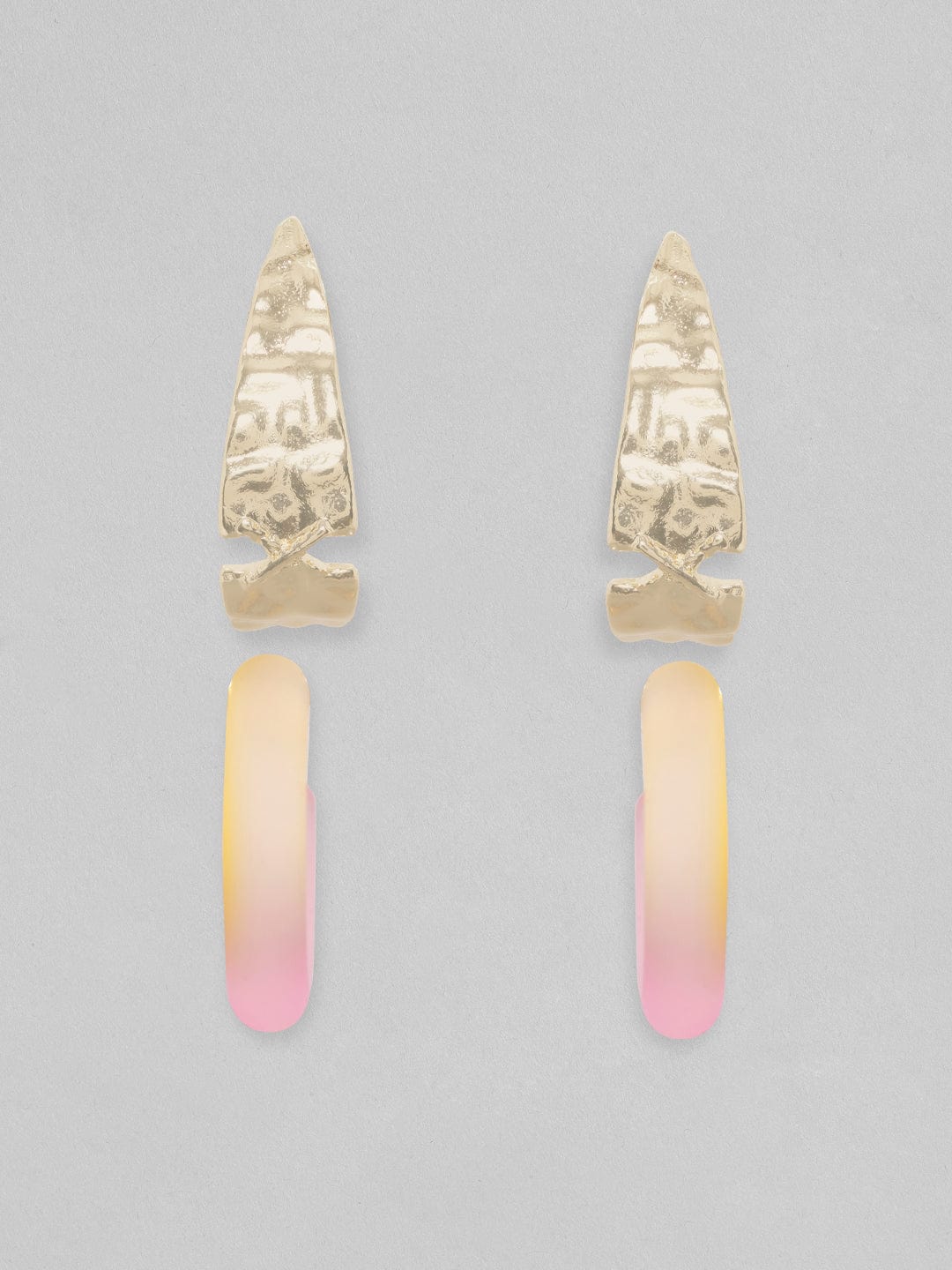 【Rubans】 Voguish Set Of 2, Textured Gold & Transparent Hoop Earrings｜テクスチャード ゴールド＆トランスペアレント フープイヤリング 2組セット