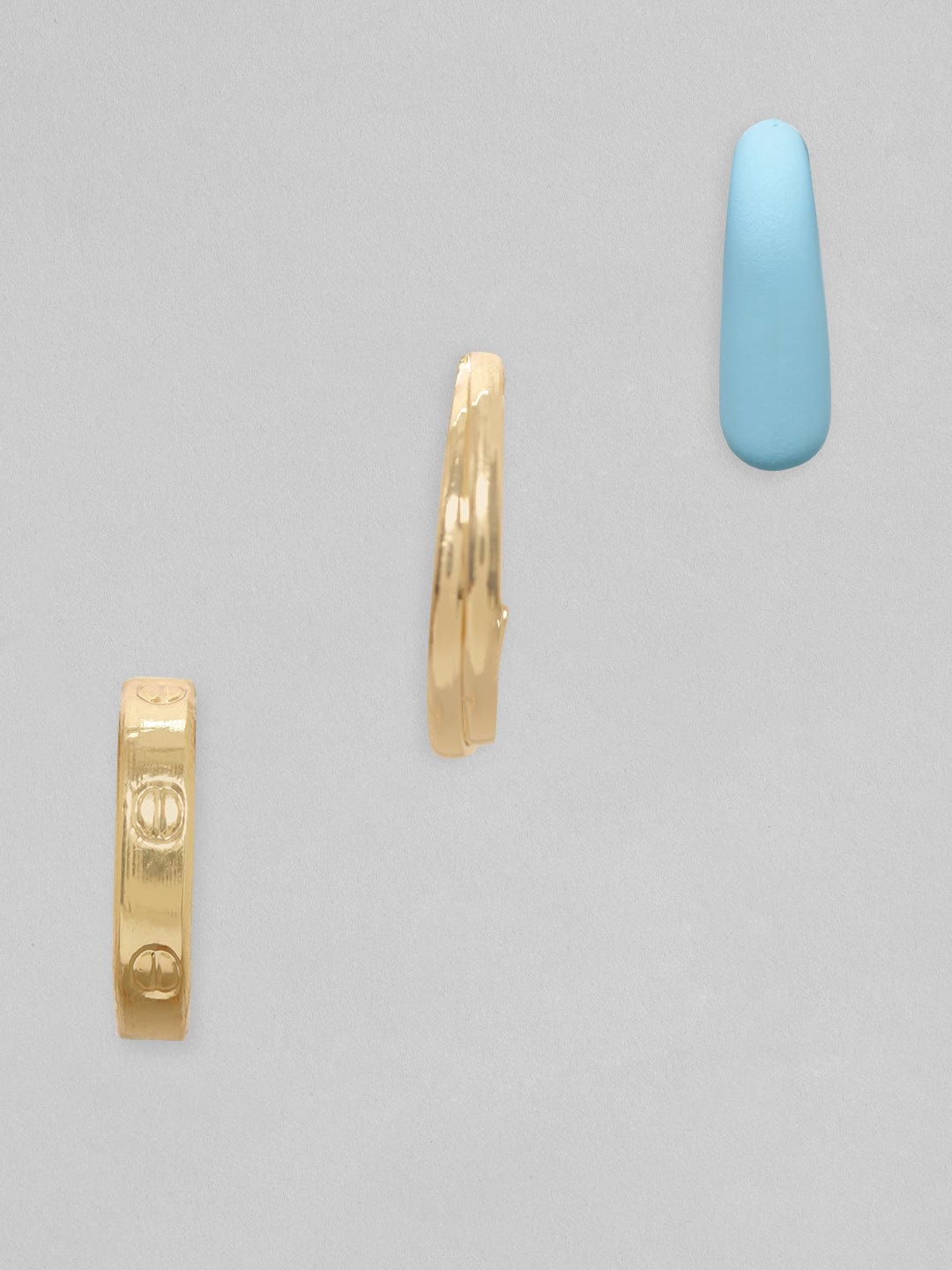 【Rubans】 Voguish Gold-Toned Classic Hoop Earrings (Set of 3)｜ゴールドトーン エナメル フープイヤリング 3組セット