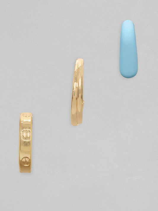 【Rubans】 Voguish Gold-Toned Classic Hoop Earrings (Set of 3)｜ゴールドトーン エナメル フープイヤリング 3組セット