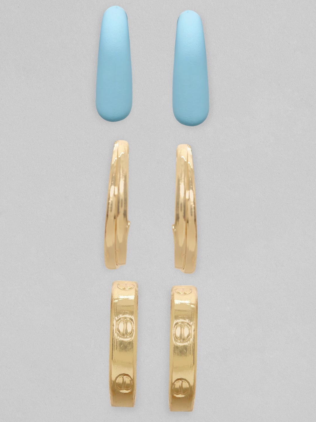 【Rubans】 Voguish Gold-Toned Classic Hoop Earrings (Set of 3)｜ゴールドトーン エナメル フープイヤリング 3組セット