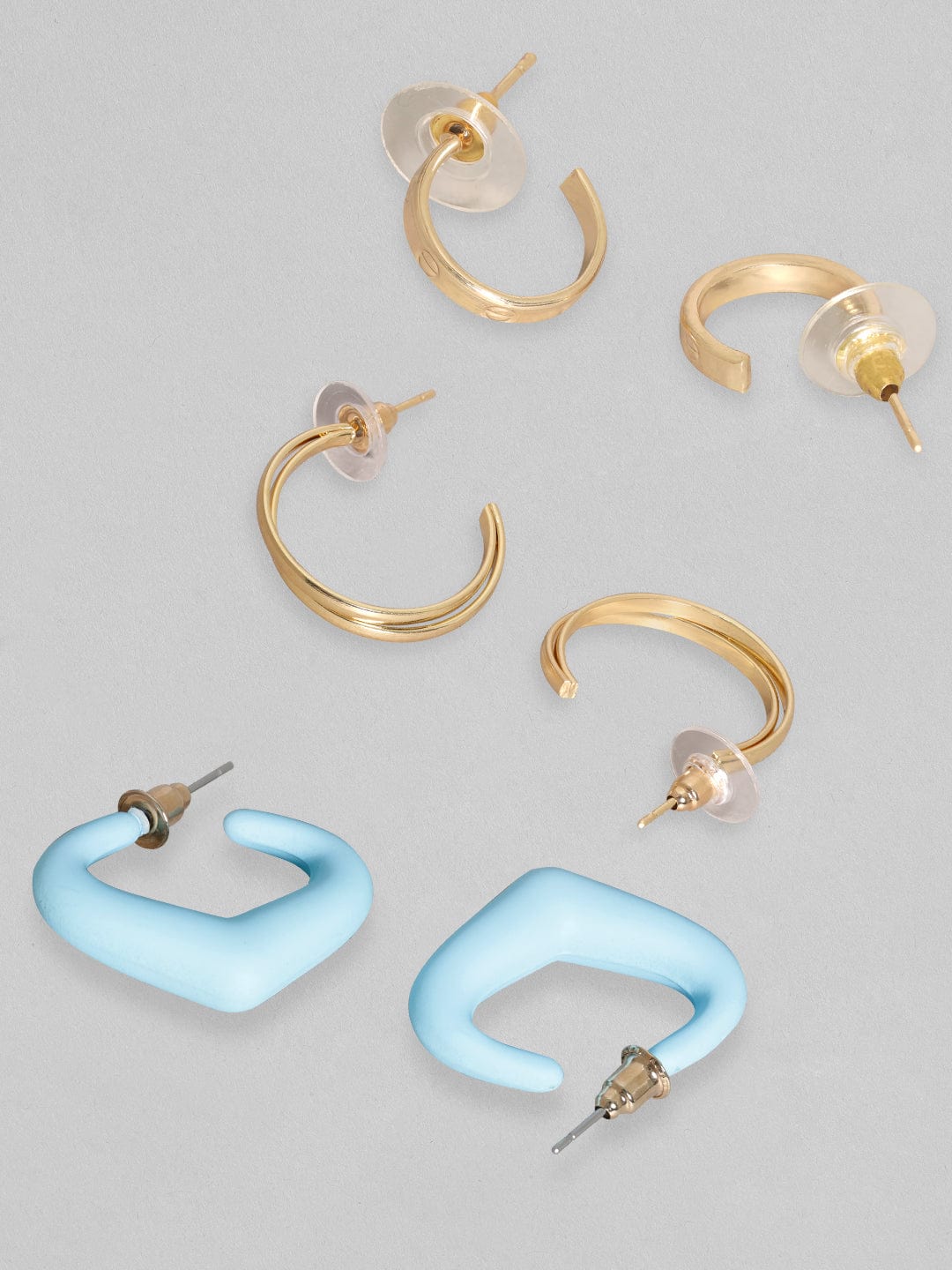 【Rubans】 Voguish Gold-Toned Classic Hoop Earrings (Set of 3)｜ゴールドトーン エナメル フープイヤリング 3組セット