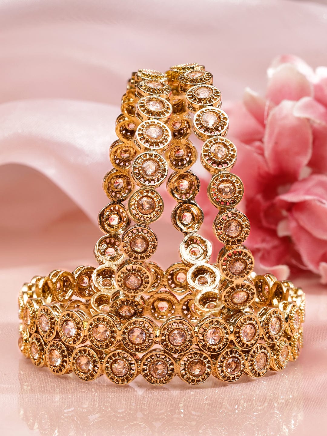 Stardust Champagne Kundan Bangles 2.6 - Medium