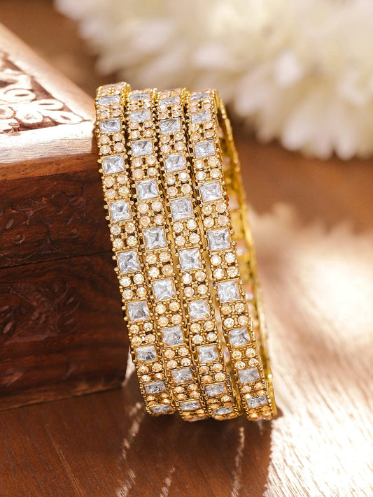 American Diamond Zirconia Bangles Set Of 4 2.6 - Medium