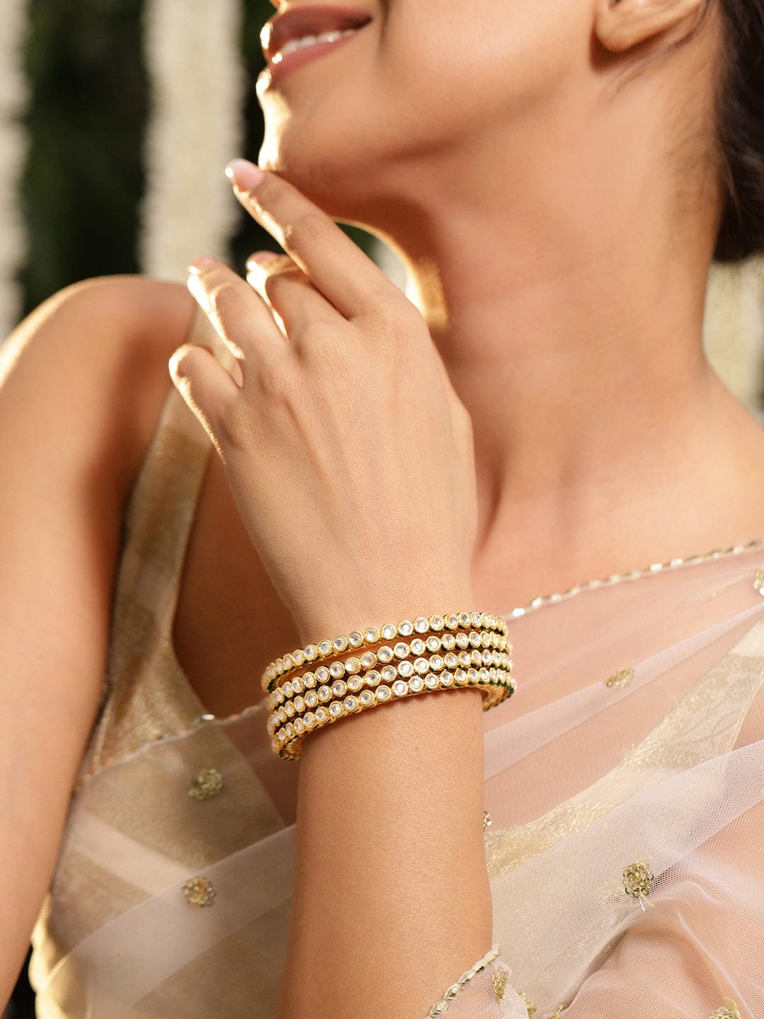 Timeless Gleam of Kundan Bangles 2.4 - Small