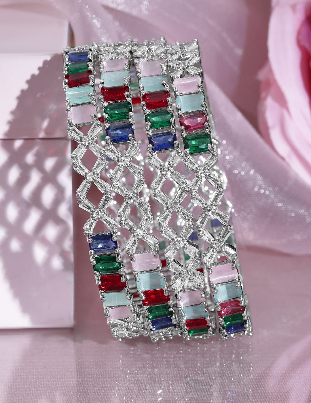 Silver Aura Multicolour Bangles 2.6 - Medium