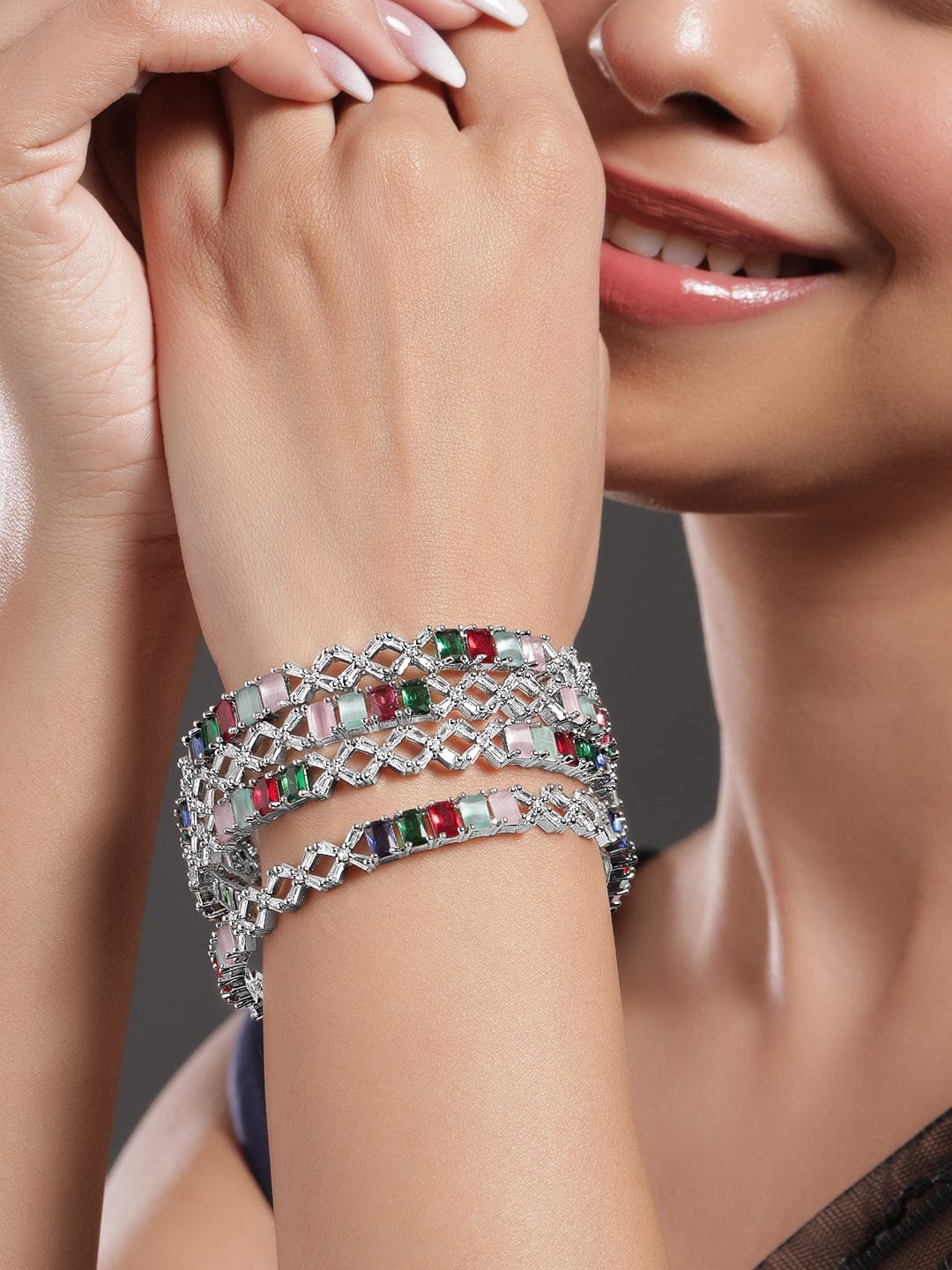 Silver Aura Multicolour Bangles 2.6 - Medium