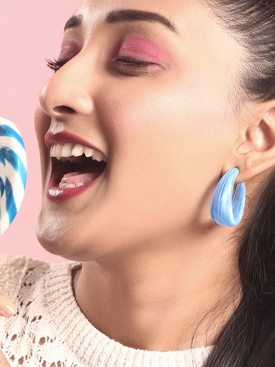 【Rubans】 Set of 6 Multicolored Pink & Blue Earrings｜ピンク＆ブルー マルチカラー イヤリング 6組セット