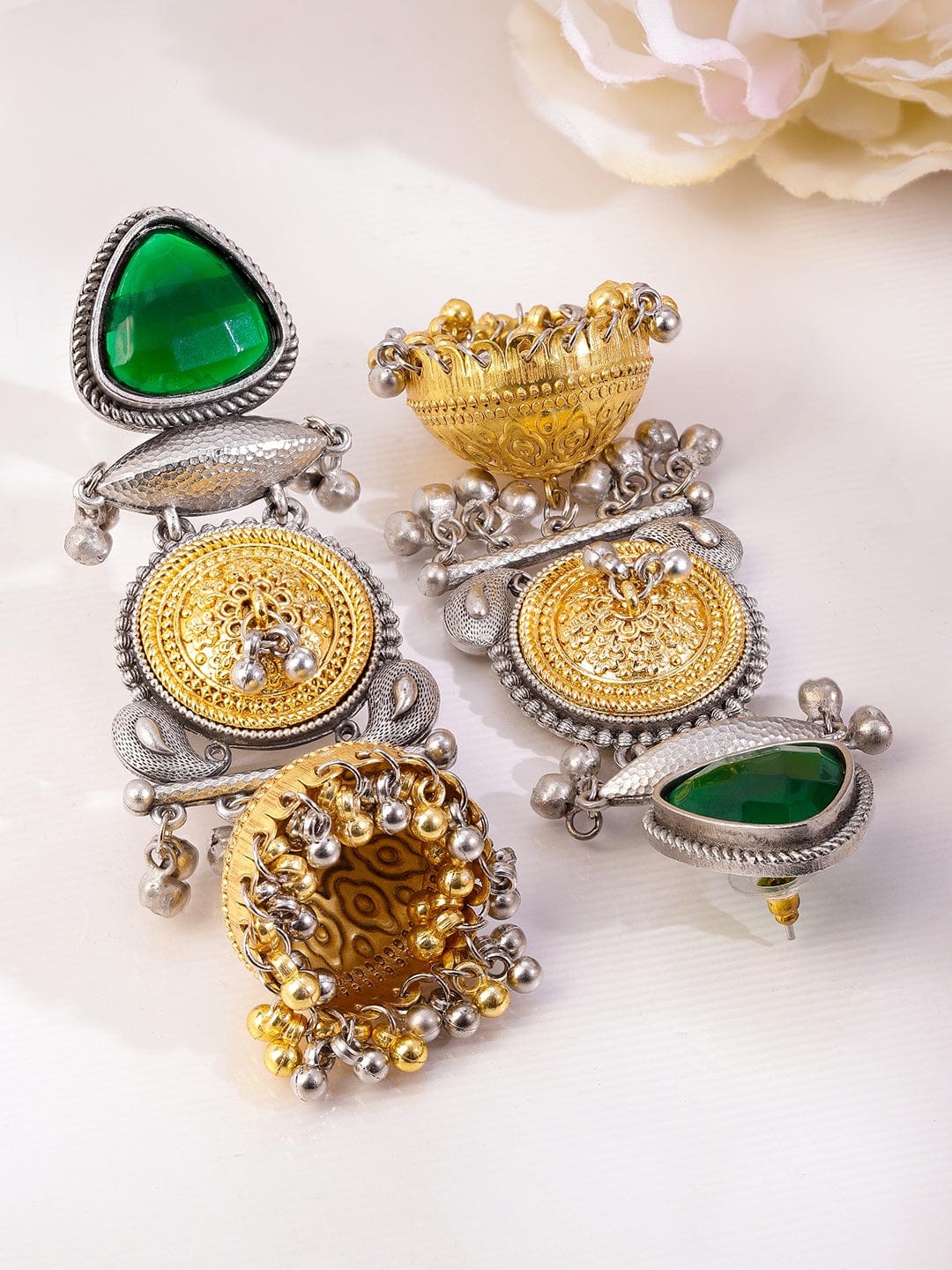 Emerald Grace Oxidised Charm Jhumka フリーサイズ