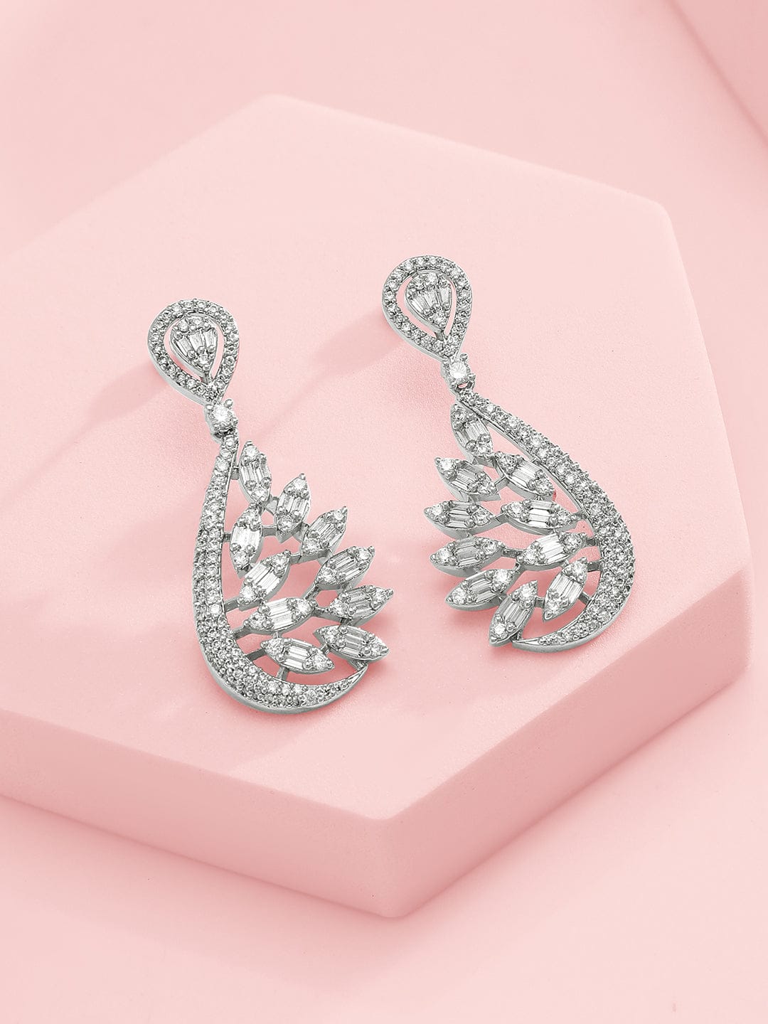 American Diamond Zirconia Leaf Cluster Choker Set フリーサイズ