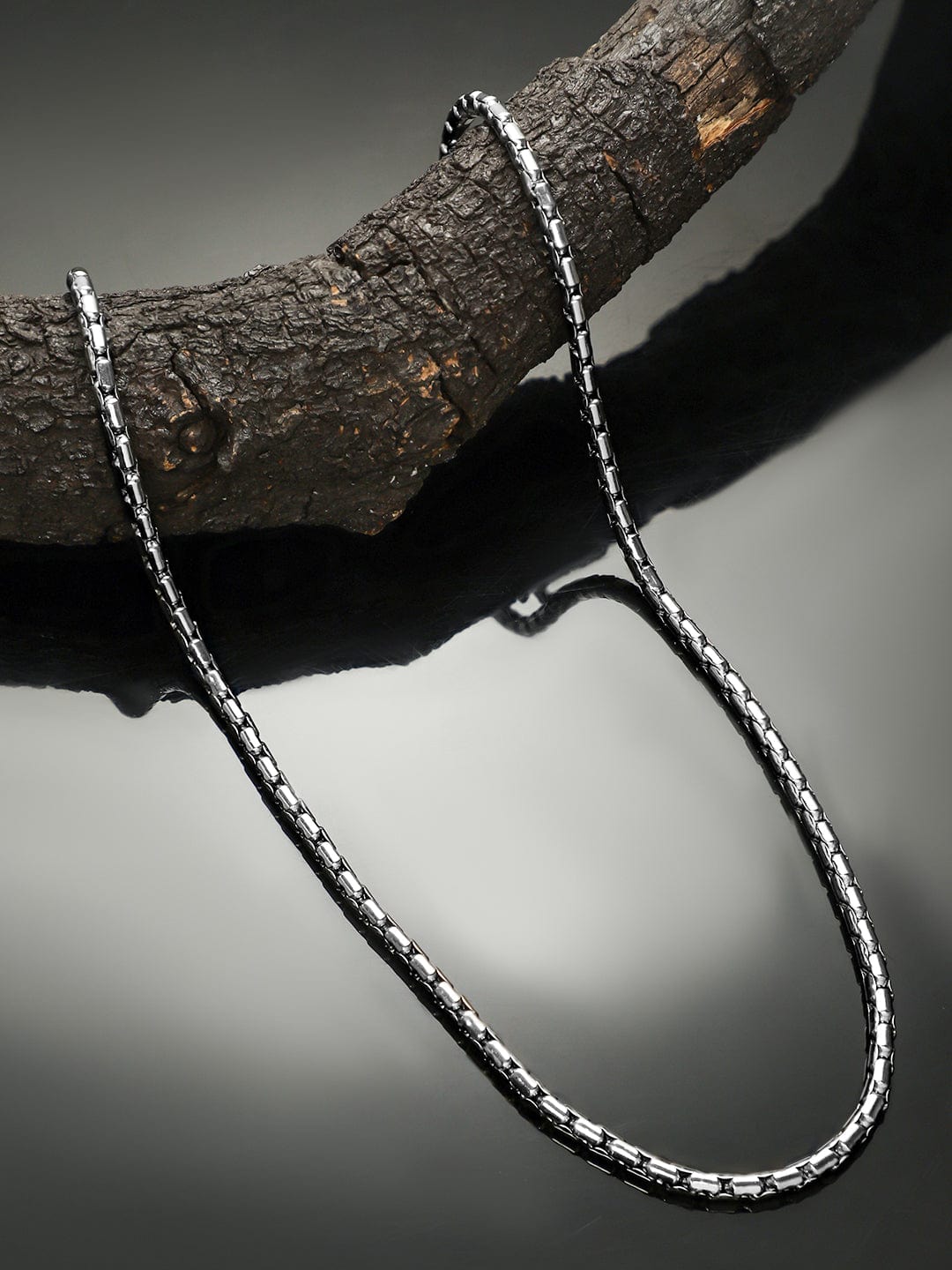 【Rubans】 Silver-Plated Box Chain Necklace for Men – Sturdy & Bold Statement Piece｜シルバーメッキ ボックスチェーン ネックレス メンズ