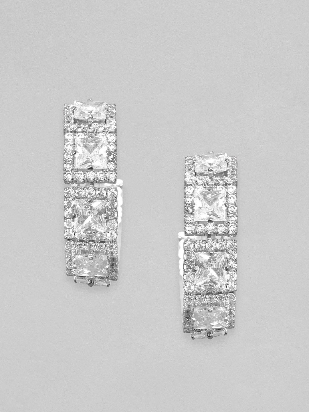 【Rubans】 Crystal Twilight Shine Silver Plated Hoop Earrings｜クリスタル トワイライトシャイン シルバーメッキ フープイヤリング