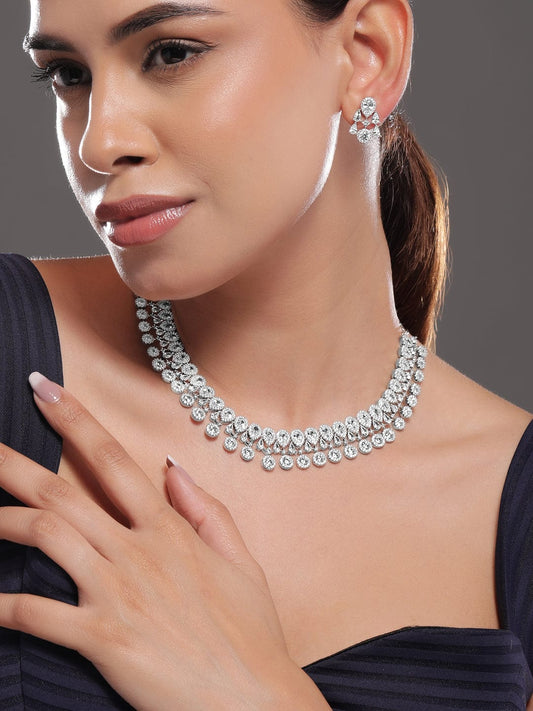 Necklace Set in American Diamond Zirconia Silver