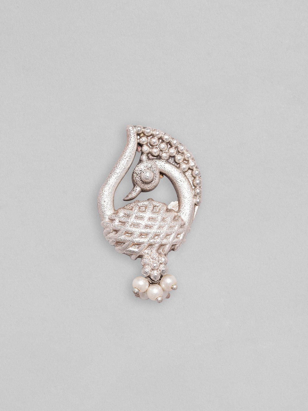 【Rubans】 Silver Plated Handcrafted Peacock Design Earrings with Silver Beads｜シルバーメッキ ハンドクラフト ピーコック シルバービーズ イヤリング