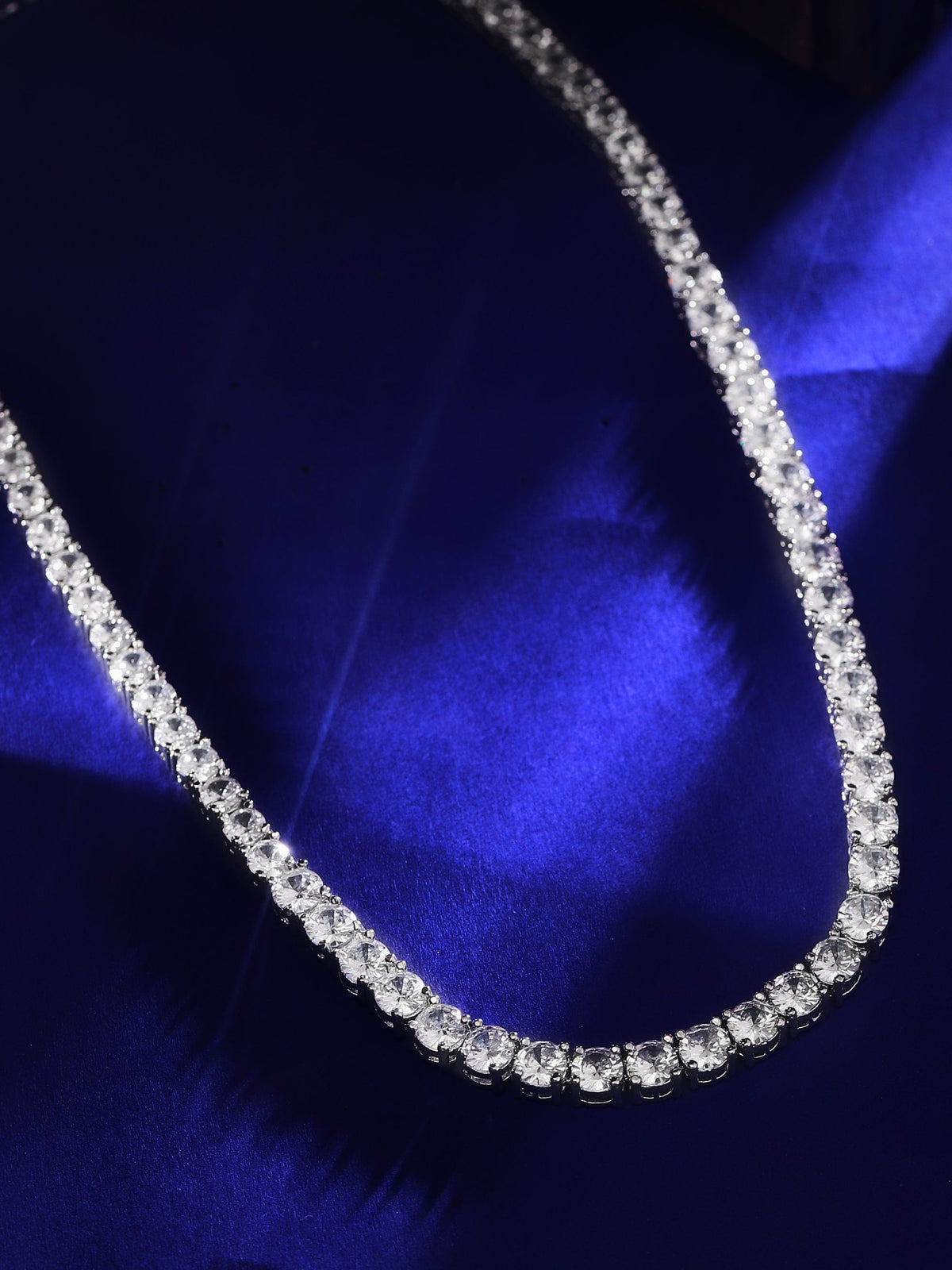 Dainty Zircon Adjustable tennis necklace set Silver