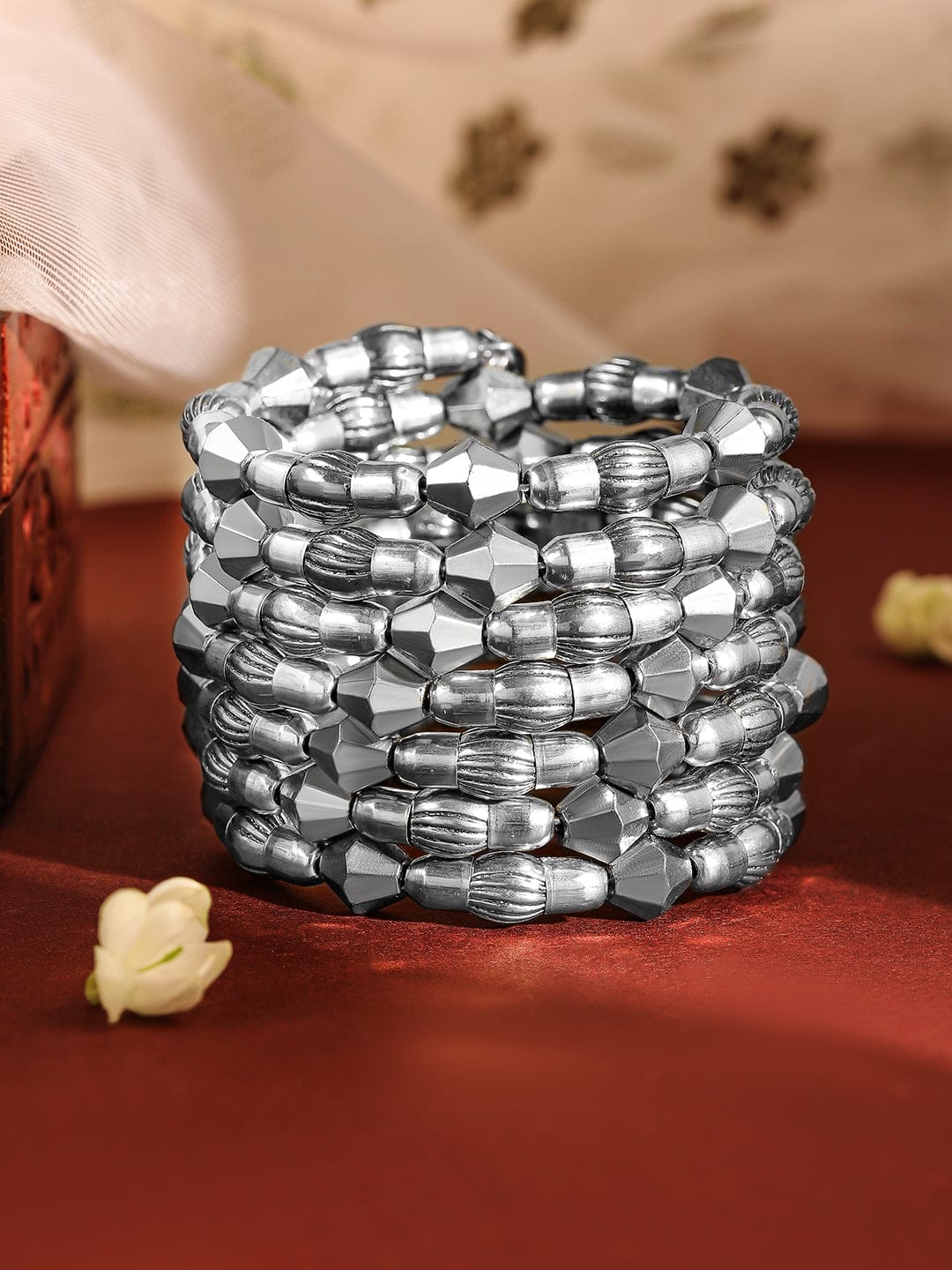 Rubans Silver Plated Multi-Layered Statement Bracelet Silver